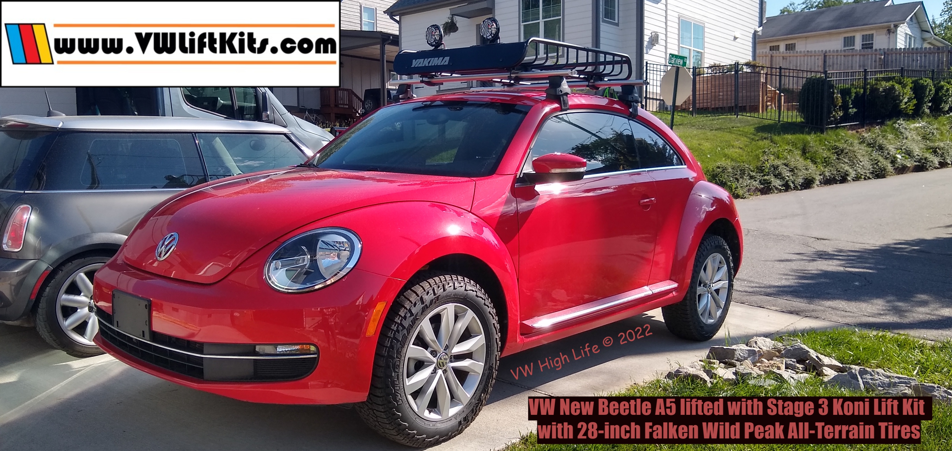 Beetle A5 properly lifted with Stage 3 Lift Kit with Koni Shocks.